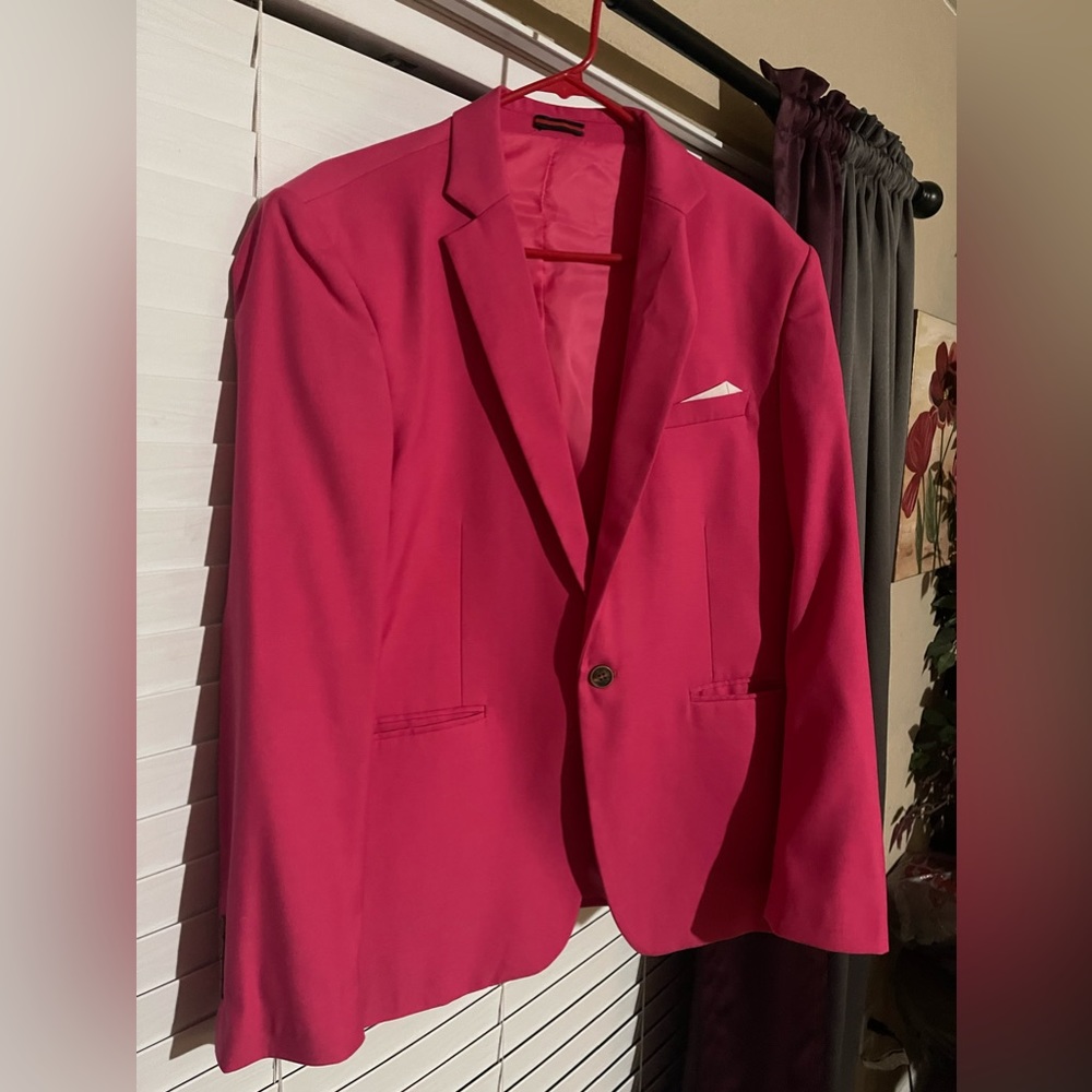 Men suit jacket. Size Large. No Brand. Jacket fits amazing